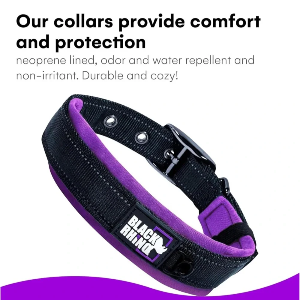 Black Rhino Dog Comfort Collar - Purple & Black Size XL